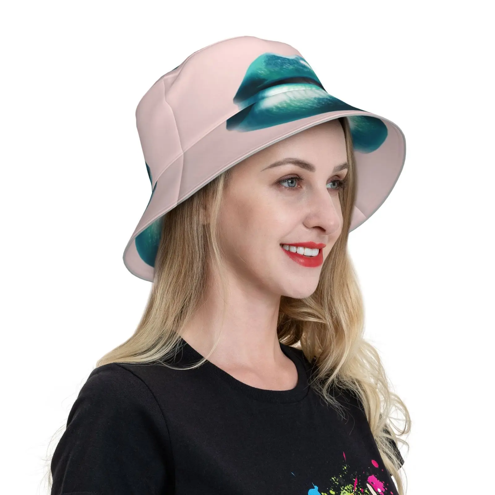 Kiss Me Disco Bucket Hat Fashion Soft Personalized Pattern Gift Cap Nolajere Designs Disco Kiss Me Lips