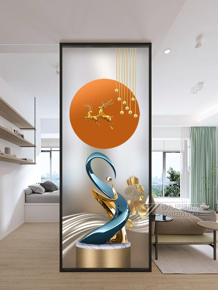 Glass screen partition frosted light luxury decoration color porch modern simplicity