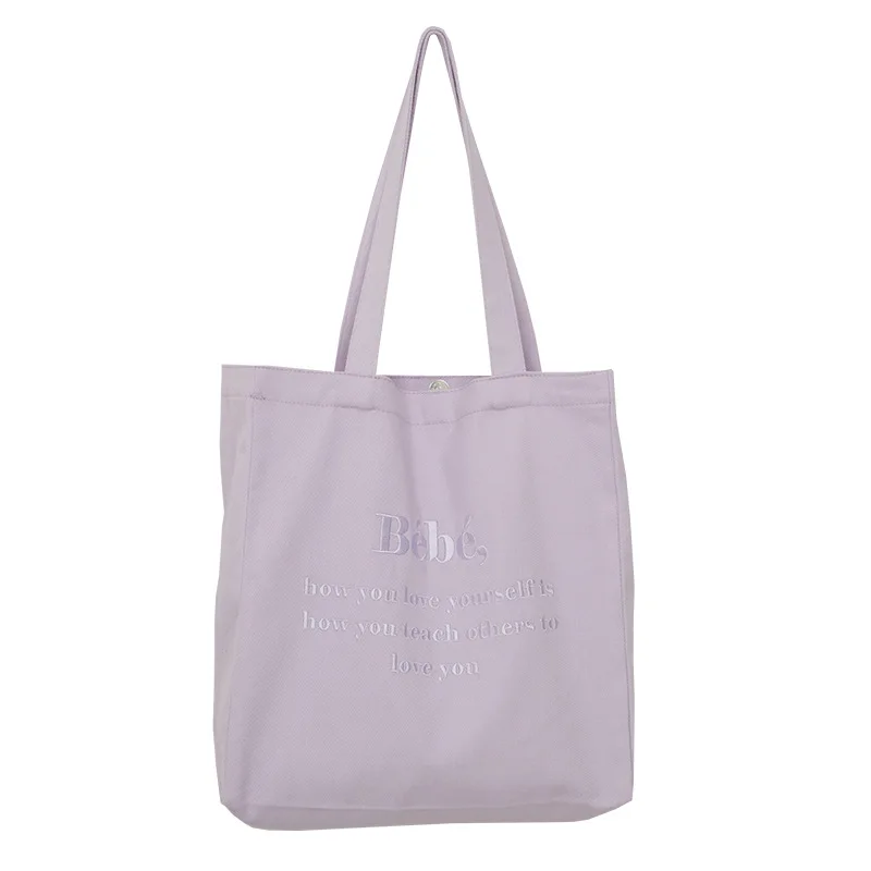 Bebe Canvas Tote Bags-viola chiaro, Beige e blu-elegante e resistente per borse della spesa di tutti i giorni, da spiaggia e da viaggio