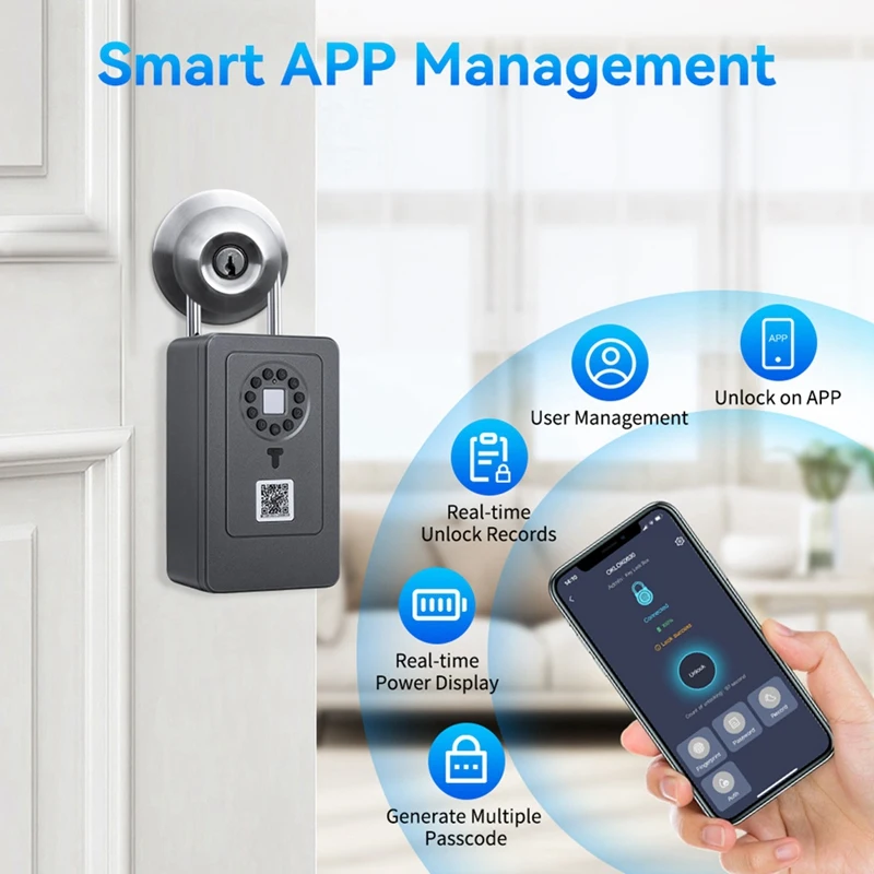 Cassetta di sicurezza con password per impronte digitali Bluetooth Cassetta di sicurezza impermeabile per porta montata a parete per la gestione OKLOK