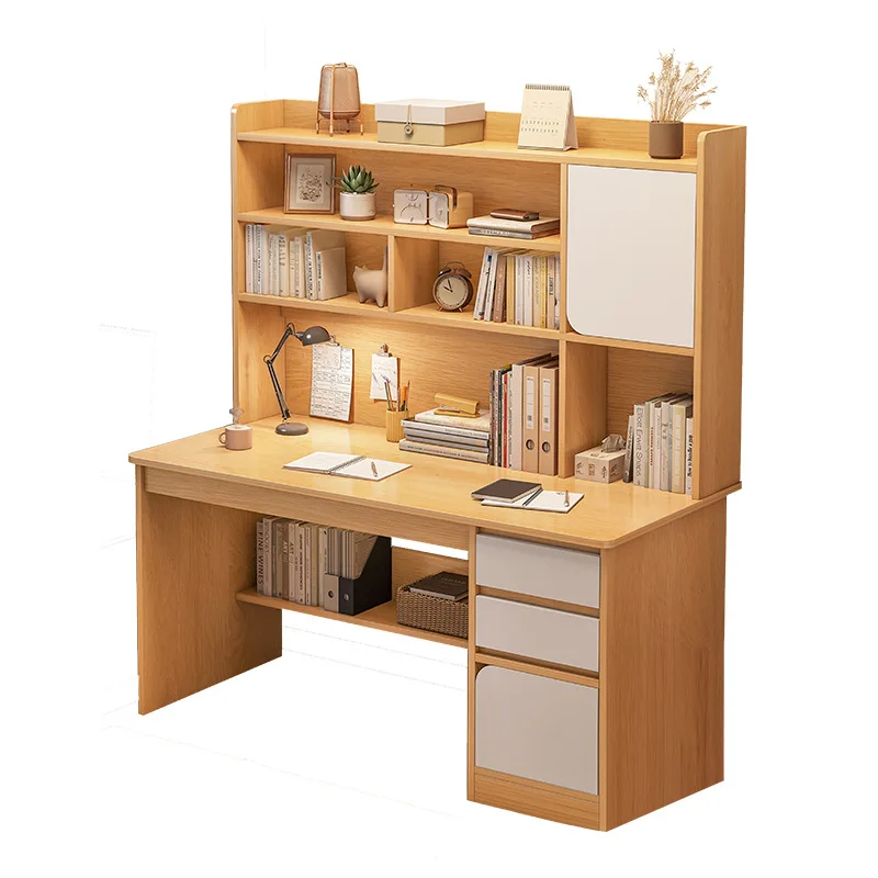 

Computer desk Desktop desk Bookshelf integrated set Simple modern bedroom writing desk