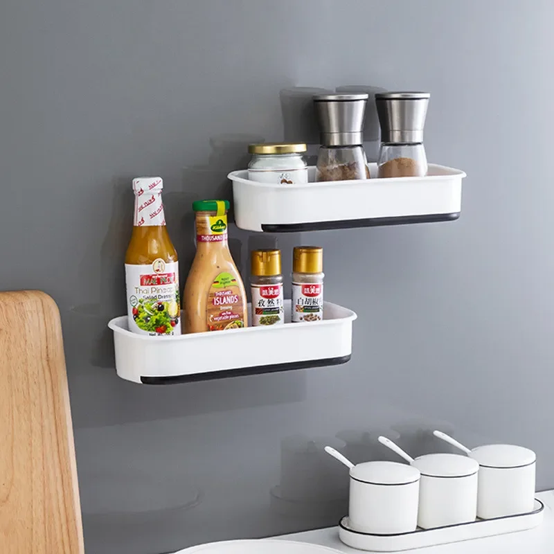 

Bathroom Non Perforated Wall hHanging Toiletries Triangle Drainage Storage Rack Multifunctional Kitchen Seasoning Corner Rack