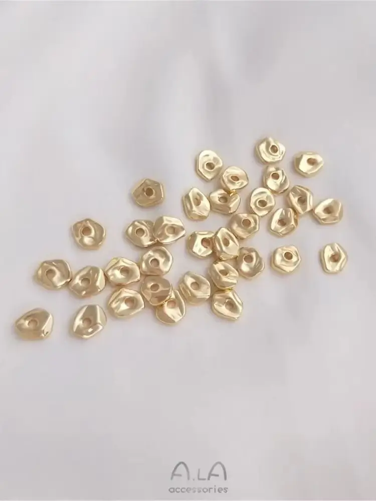 14K bag of real gold irregular small broken gold spacer broken gold and silver bead spacer gasket DIY bead accessories