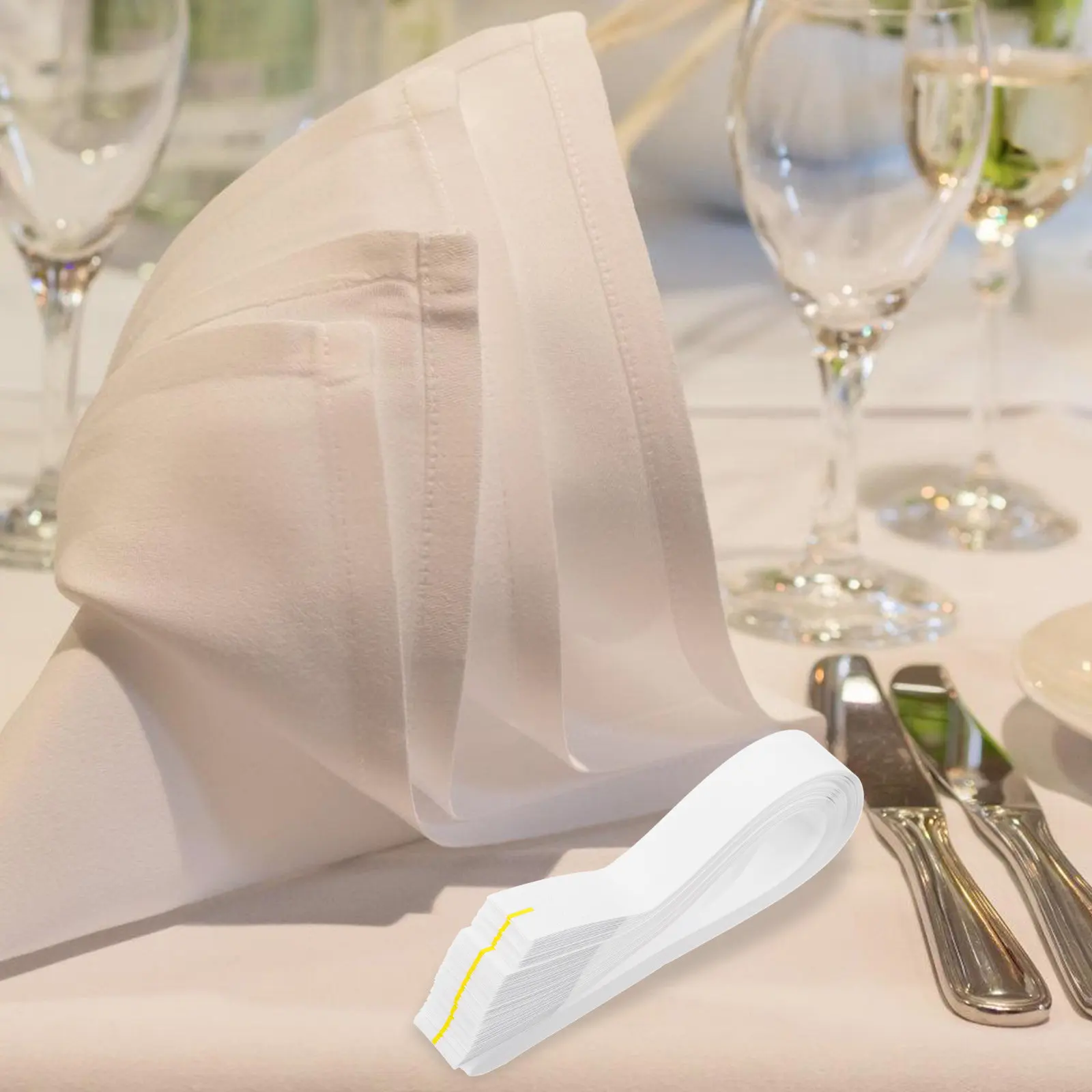 100Pcs Disposable Self Adhesive Napkin Rings Paper Napkin Bands White Elegant Table Setup Supplies for Thanksgiving Holiday