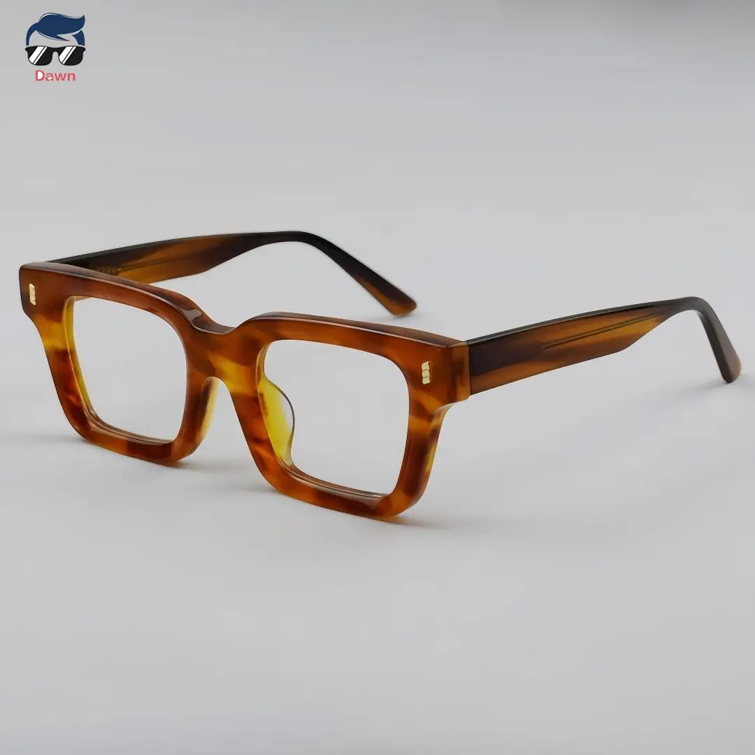 

New Retro Thick Acetate Glasses Frames for Women Men Fashionable Premium Eyewear Prescription Ready with Blue Light Filter