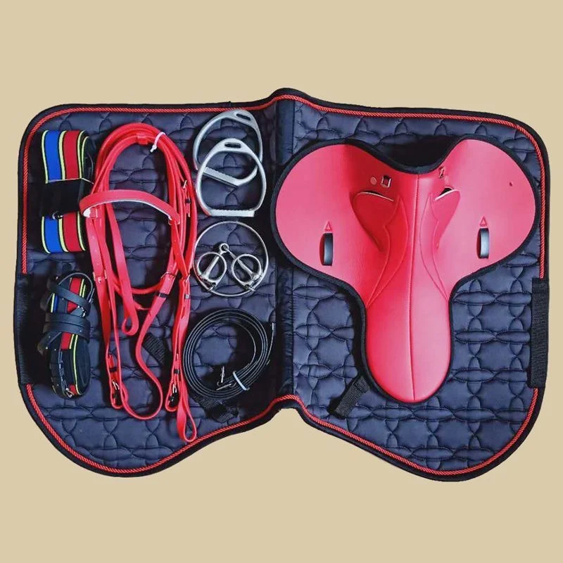 English Western Style Horse Riding Saddle Thickened Full Set Jockey Saddle for Racing Daily Exercise