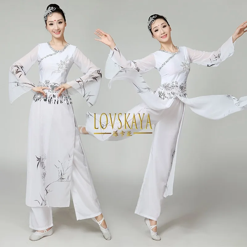 Chinese Feng Shui Ink Dance Classical Dance Performance Costume Female Ethnic Costume Practice Costume Fan Dance