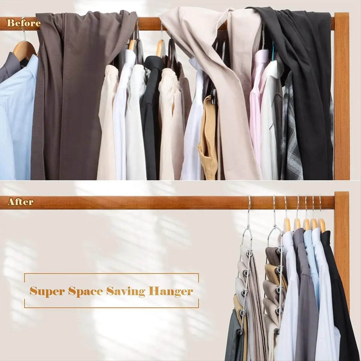 feelfeel Pants Hangers, Multiple Swing Arm Trousers Rack, 5 Layers Jeans Trousers Closet Organizer for Scarves Black