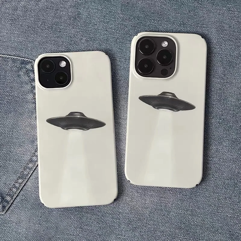 韓国ニッチデザインUFOスマホケース iPhone 17 16E 15 14 Plus 13 Mini 11 Pro Max 12 Pro XS XR SE対応 バックカバー