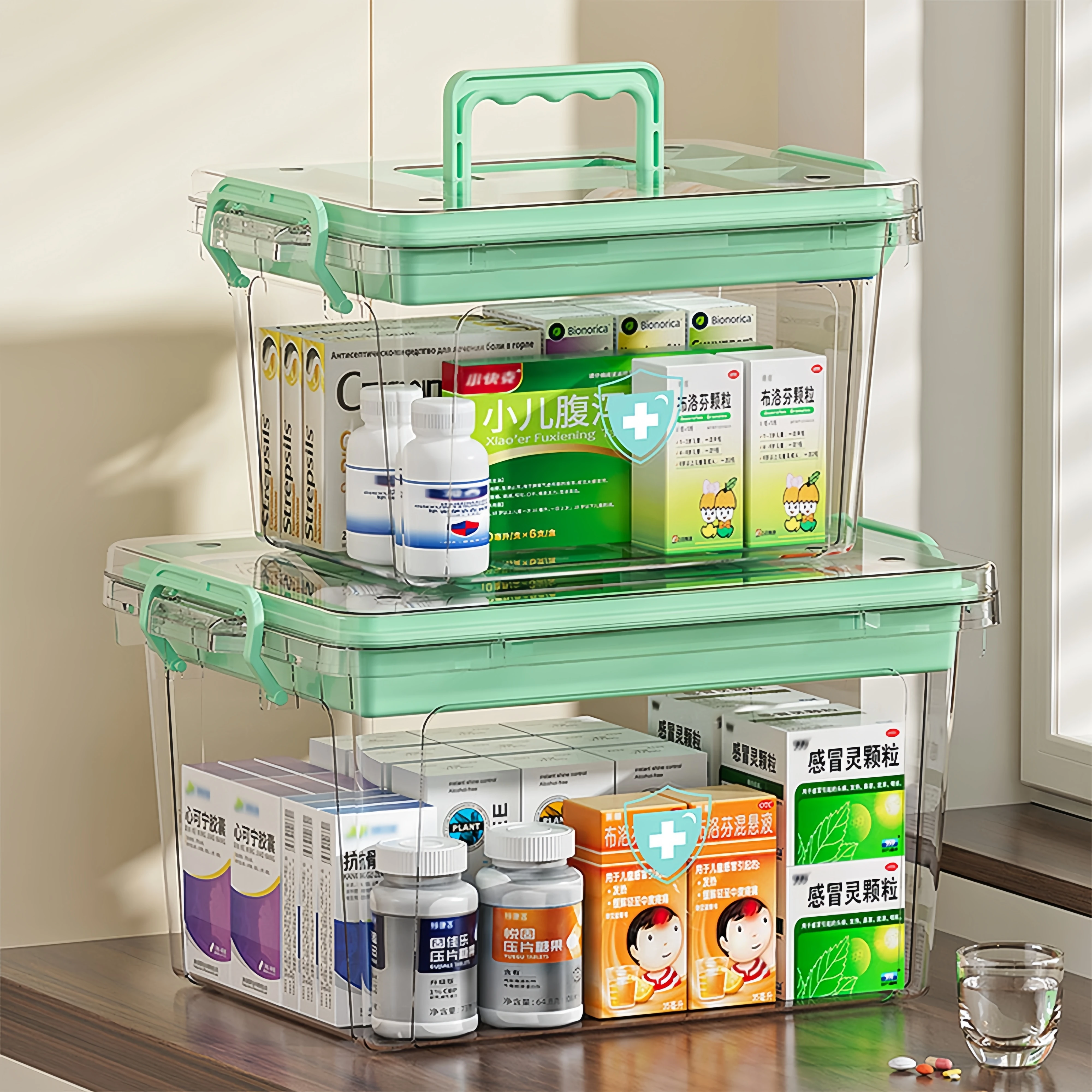 Large Capacity Portable Medicine Box Multi-layer Portable First Aid Medicine Box Medicine Storage Box Transparent Medicine Box