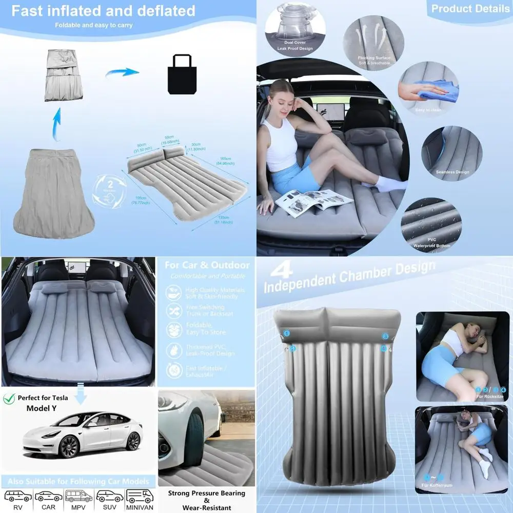 

Portable Inflatable Air Mattress for Car, SUV, and RV - Ideal for Travel and Camping (Grey)