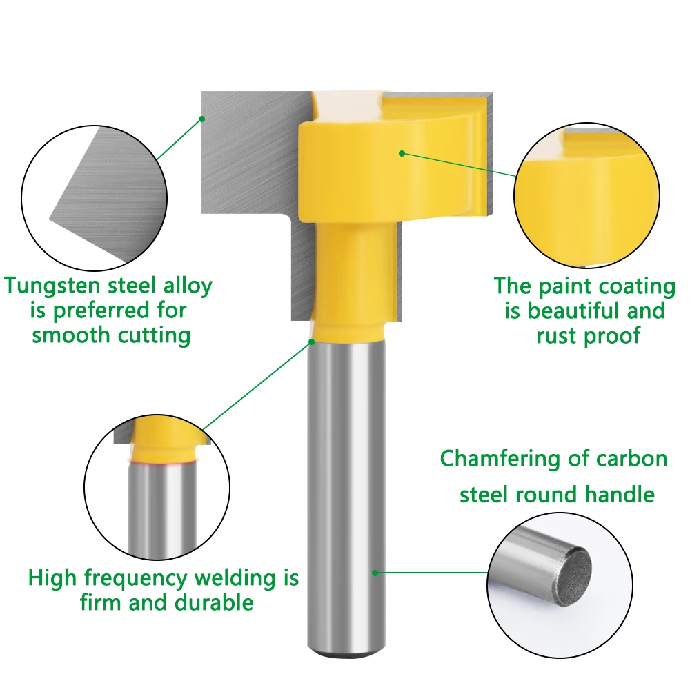 LAVIE 8mm Shank T-Slot Milling Straight Edge Slotting Knife Cutter Router Bits Milling Cutting Handle for Wood Working C08148Z29