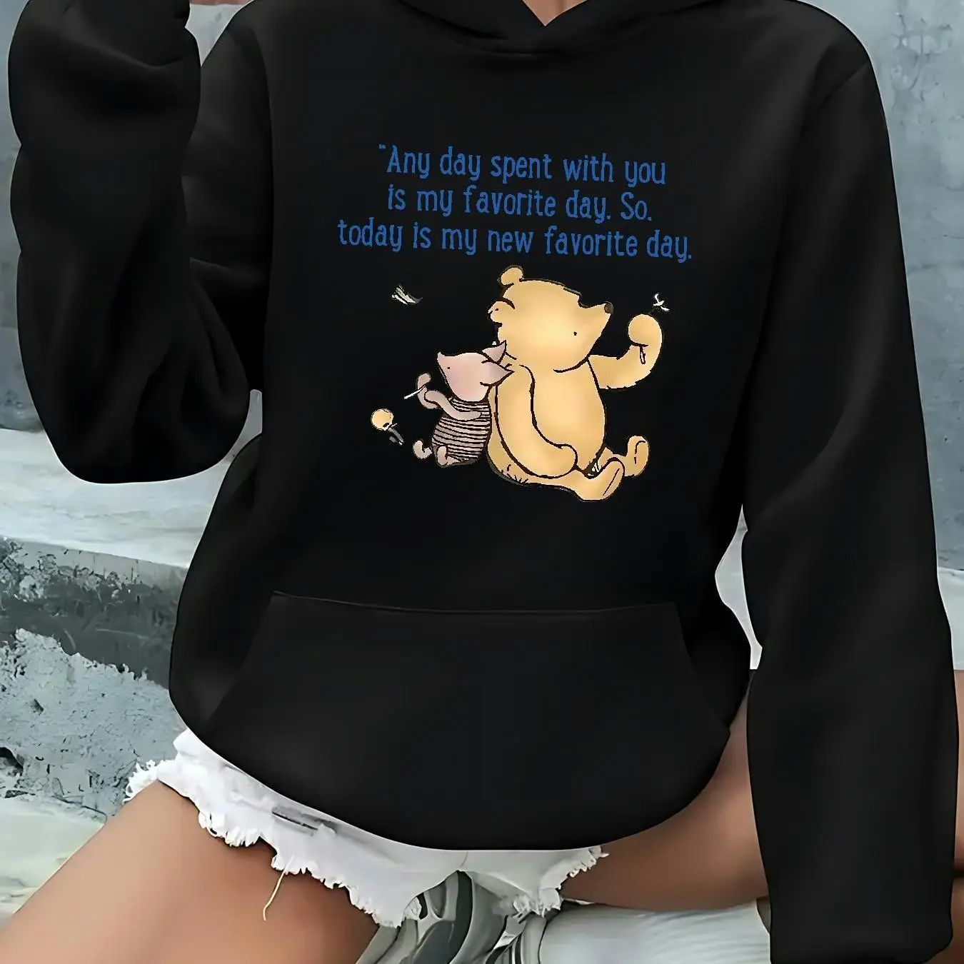 Disney Winnie The Pooh Damen Hoodie Herbst Winter Fleece Casual Unisex Pullover Sweatshirt Kleidung Hoody Übergroße Streetwear