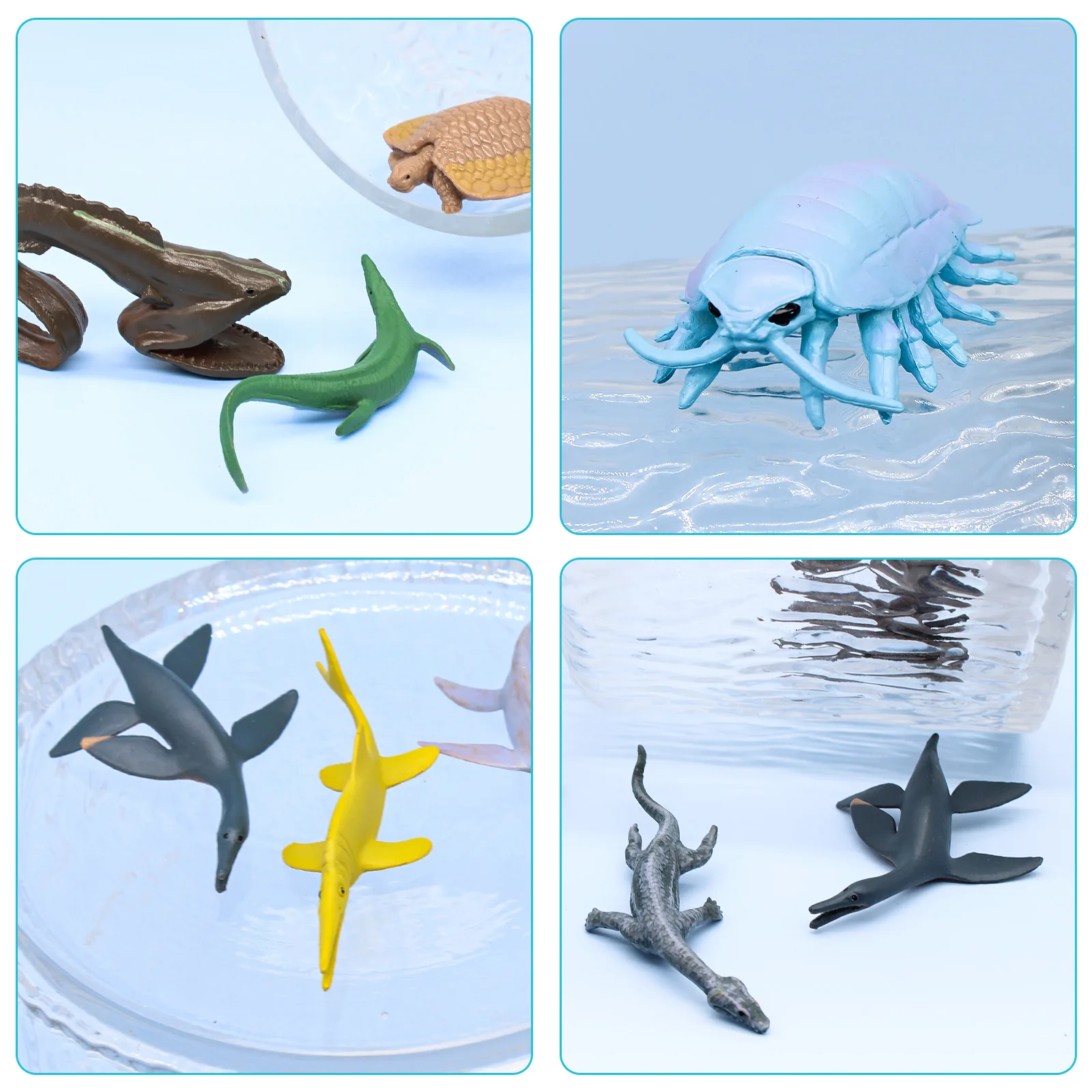 Prehistoric Sea Ocean Toy Figuras Animais, Antigos Répteis Marinhos, Figurinhas da Criatura do Mar Profundo, Decoração do Partido, 17pcs