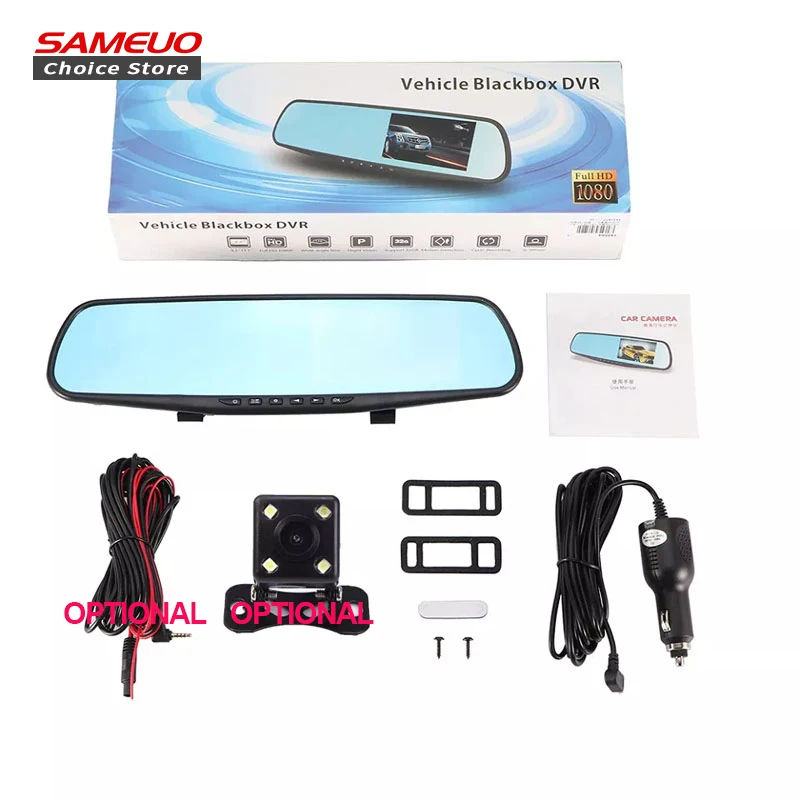 Car Dvr Mirror Camera Dash Cam Front and Rear Video Recorder 4.3inch Night Vision View Reverse Auto Recording Car Camera Dashcam