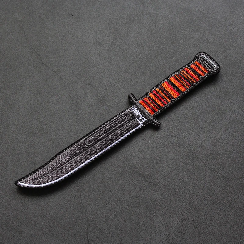 Quality Miniature Kaba KA-BAR Embroidered Magic Badge Creative Morale Badge Knife Badge with Q-version Weapon Pack Patch