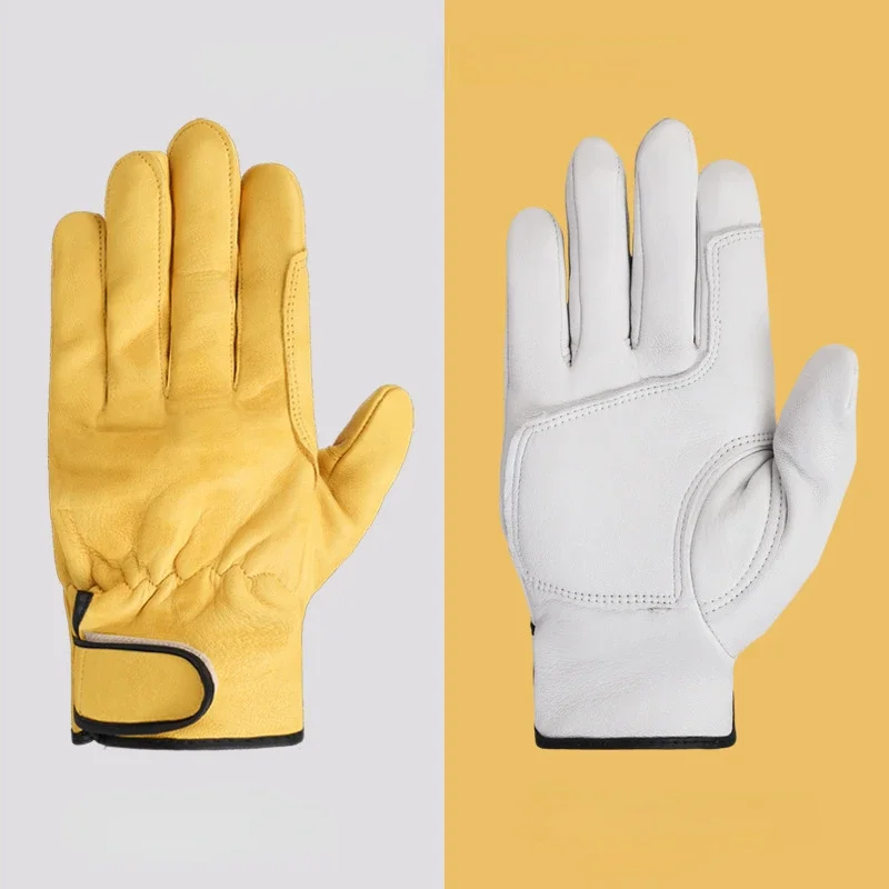Gants de travail en peau de mouton, 1 paire, Protection de sécurité pour le soudage, le jardin, le sport, la moto, le conducteur, résistants à