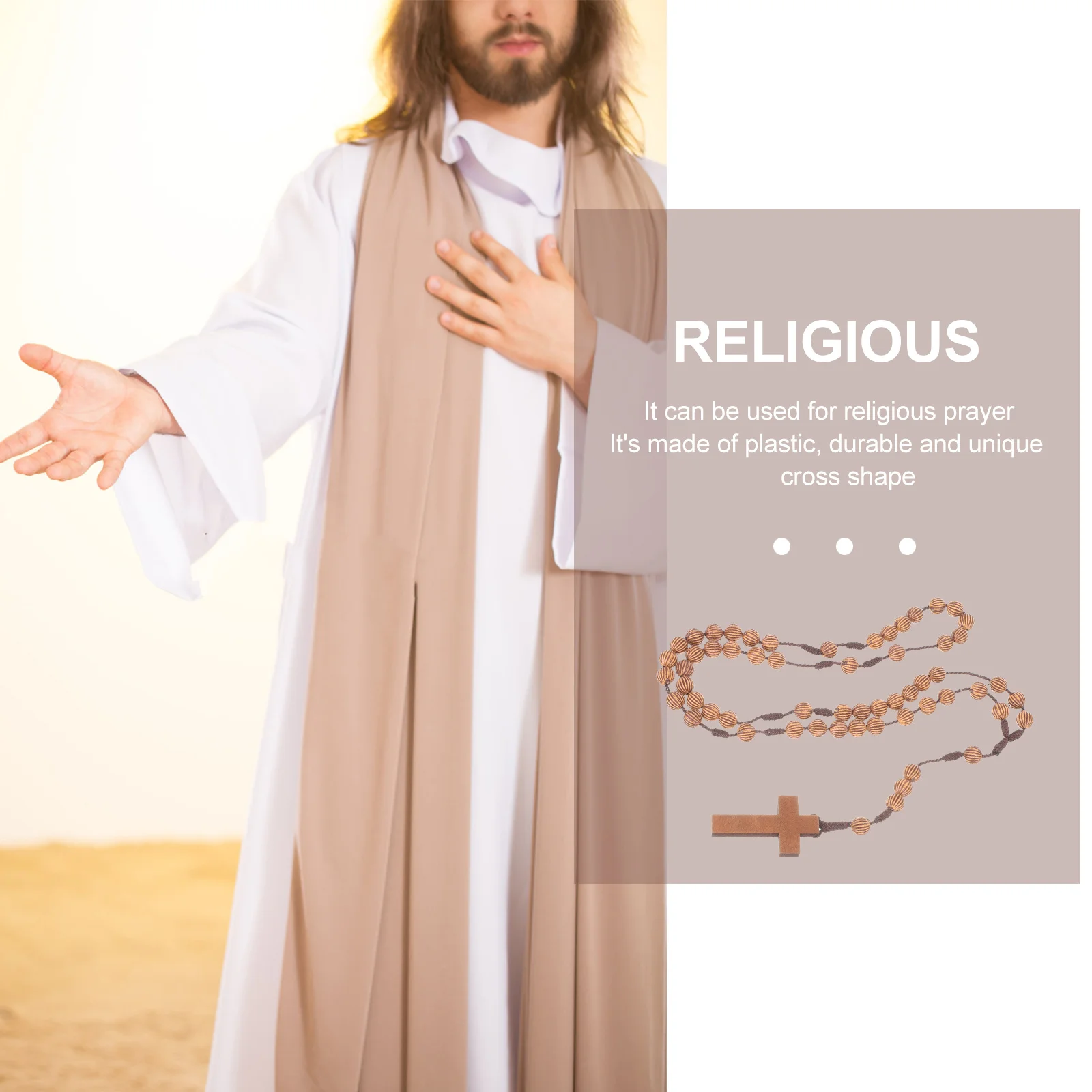 

2Pcs Vintage Cross Rosary Necklace Delicate Beads Durable Long-Lasting Use Match Different Outfits Vintage Rosary Beads