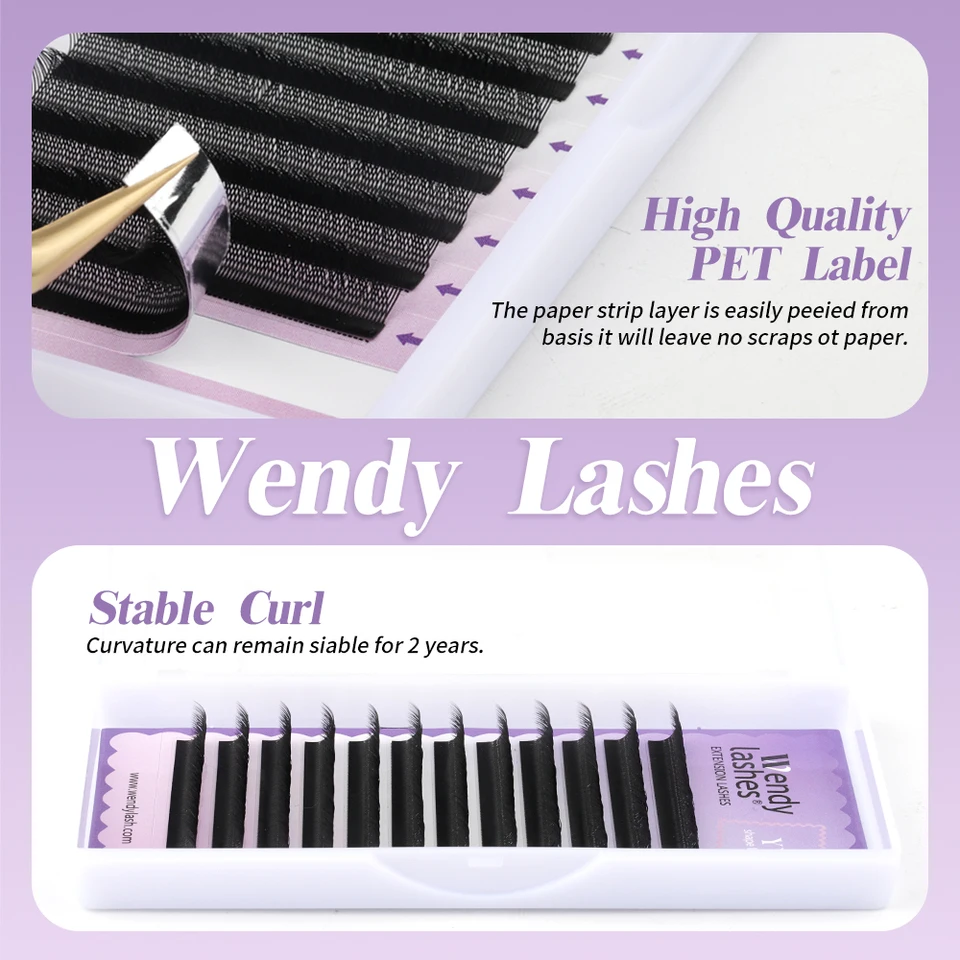 Wendy Lashes pestañas YY shape, extensiones automáticas, W shape, 3D 4D 5D 6D 8D, negras, premade 4