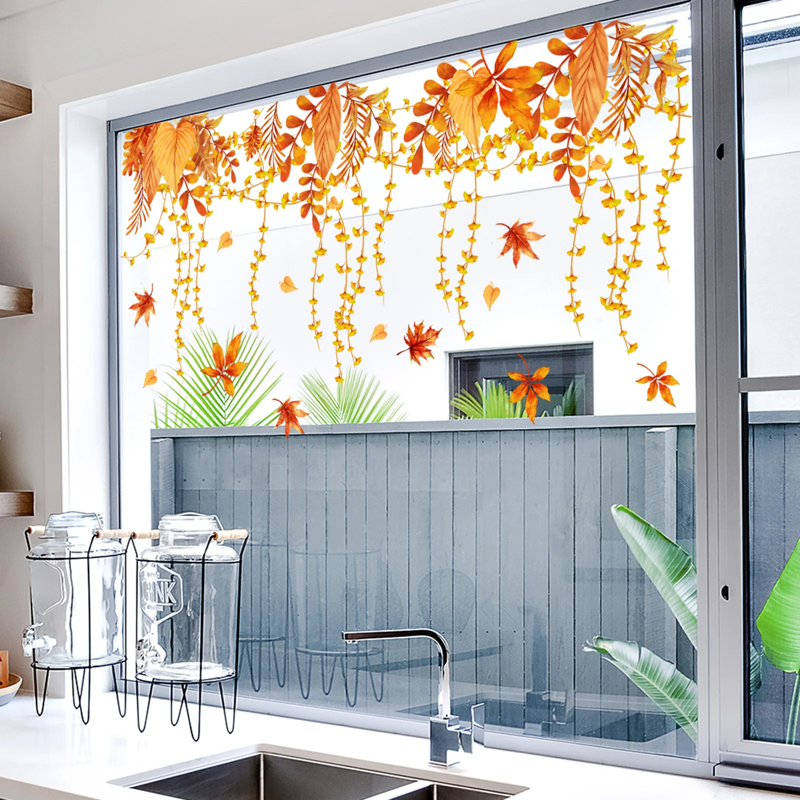 Autumn-Themed Reusable Window Clings for Residential and Commercial Use Double-Sided PVC Static Decals for Smooth Glass Surfaces