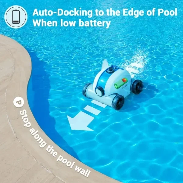 Cordless Robotic Pool Cleaner, Automatic Pool Vacuum with 60-90 Mins Working Time, Rechargeable Battery, IPX8 Waterproof