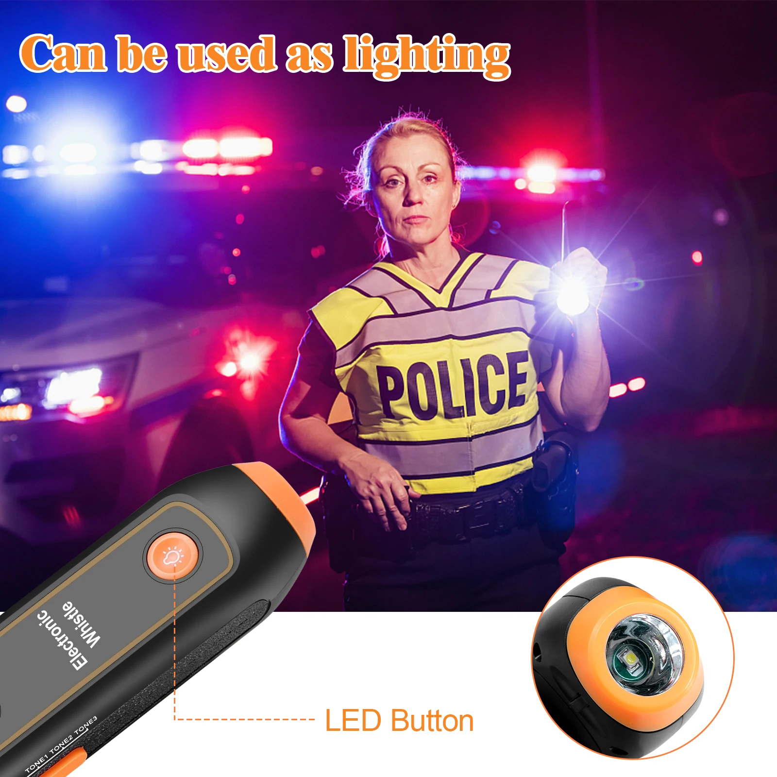 Emergency Whistle High Volume Handheld Electronic Whistles SOS Light Flashlight Outdoor Camping Hiking Tool for Coaches Referees