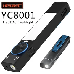 YC8001 1000LM Flat EDC Flashlight,USB-C Rechargeable High Performance Slim Compact Pocket Light with Clip Tail Magnet Buzzer UV