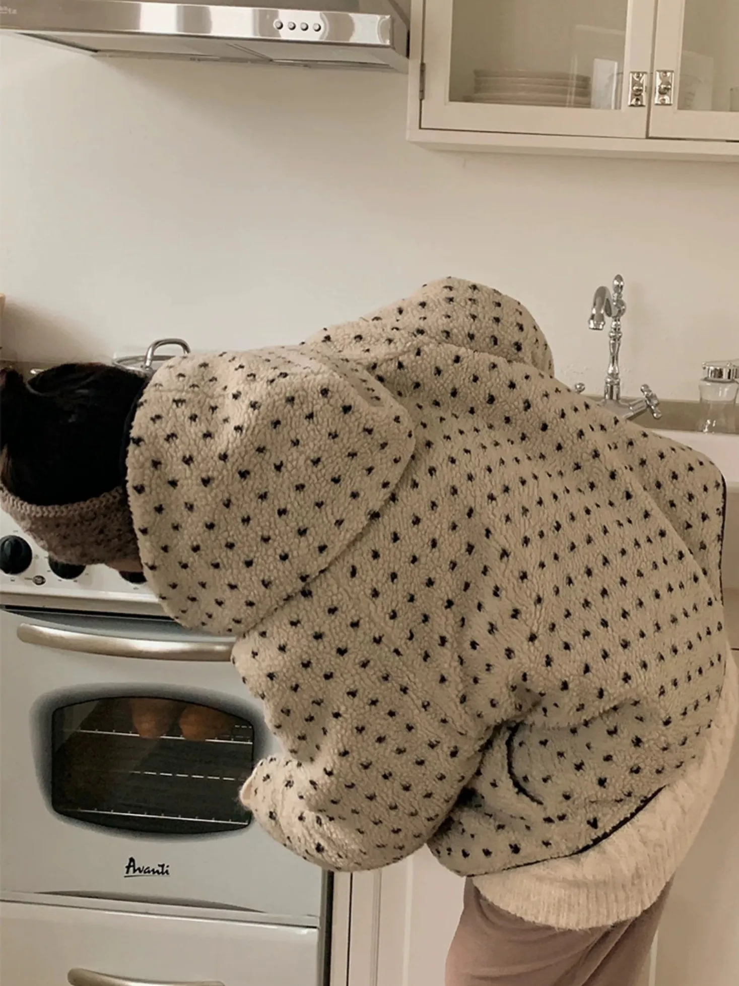 

Trendy Floral Lamb Wool Cotton Women's Hooded Coat Korean- Design Winter New Arrival