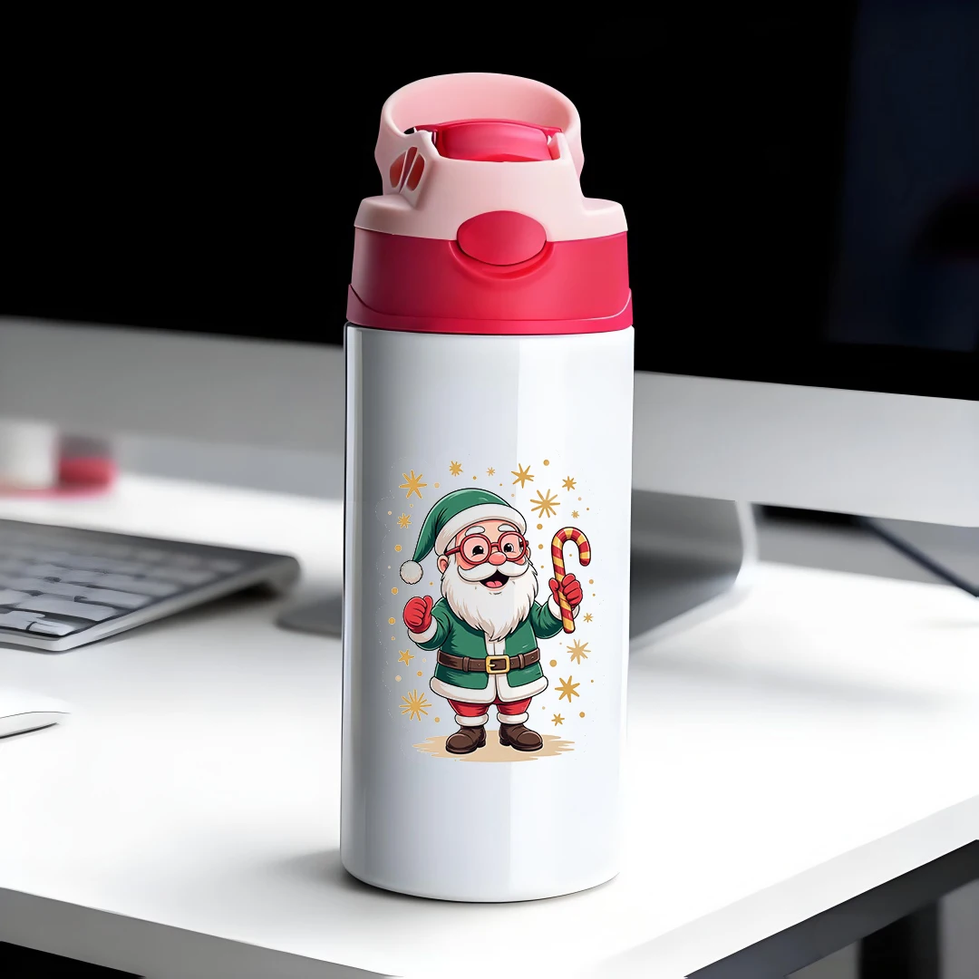 

304 Stainless Steel Insulated Cup + Cartoon Santa Claus Straw Cup Children's Portable Insulated Cup Christmas Gift Set