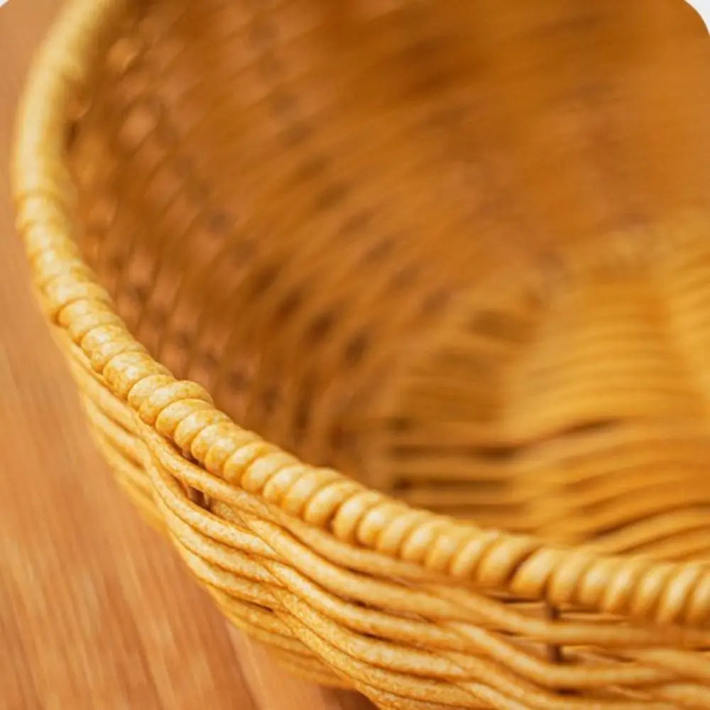 Multistyles Imitation Rattan Fruit Plate Retro Woven Handheld Storage Creative House Creative Household Storage Baskets