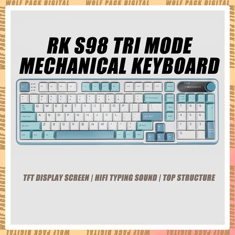 

RK S98 E-Sports Game Mechanical Keyboard 2.4g Wireless+Bluetooth+Wired Tri-Mode Keyboard Hot Plug Rgb Computer Peripherals