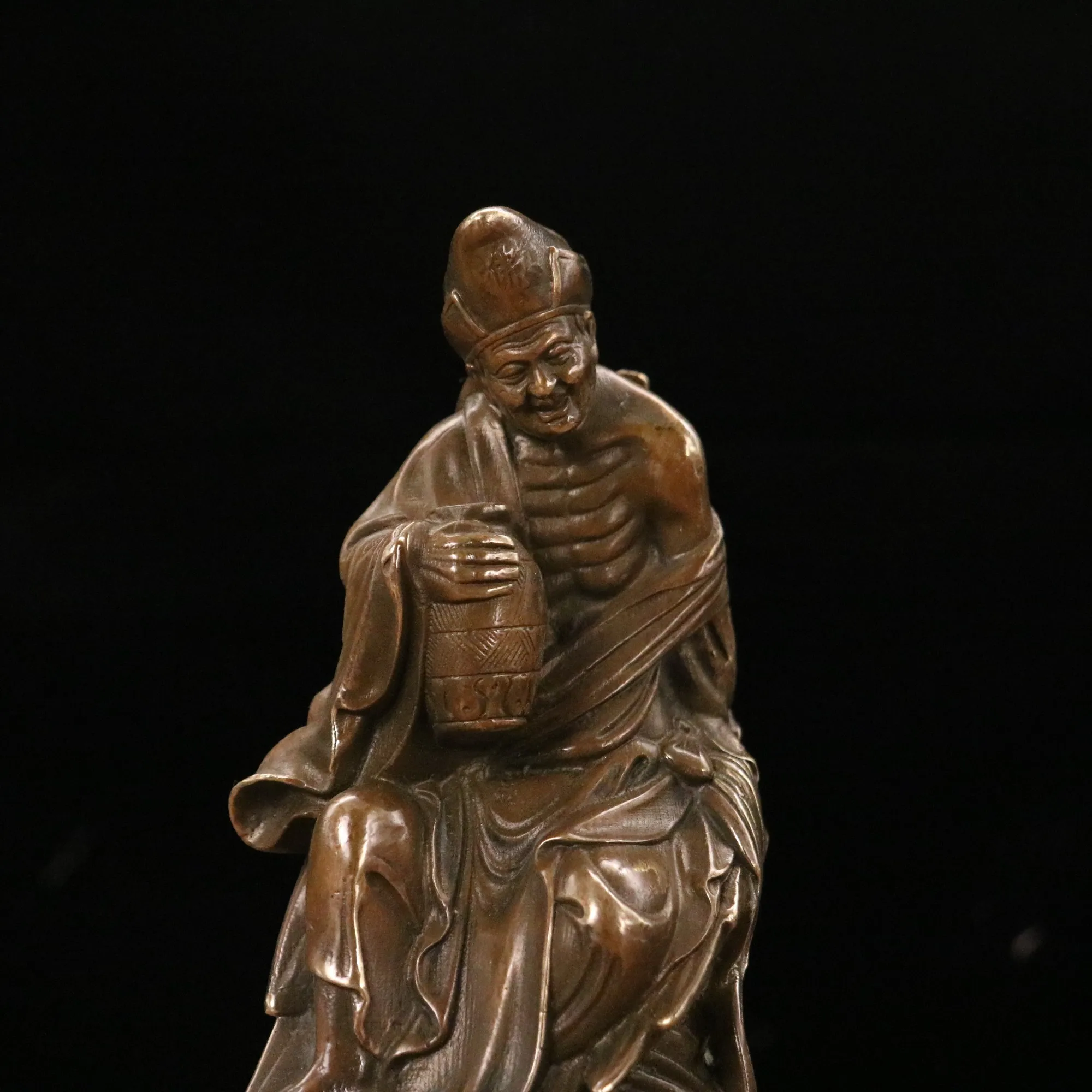 Rare Old China Antique Copper Ji Gong Statue Crafts