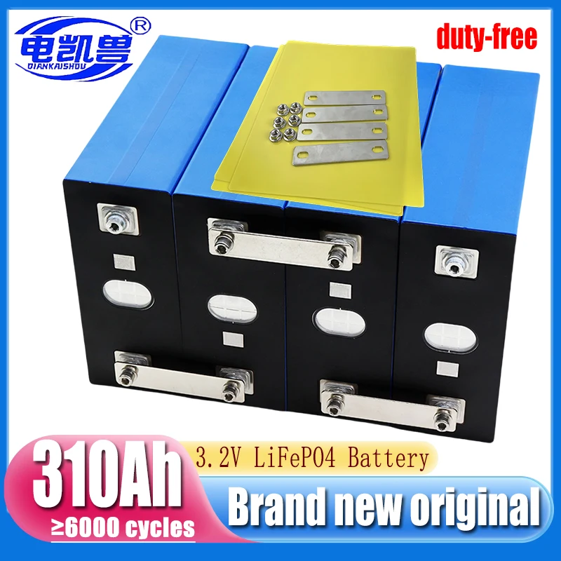 Brand new 3.2V 310Ah Grade A LiFePO4 Rechargeable Battery DIY 12V 24V Suitable for Golf Cart Ocean Solar System EU/USA Duty Free