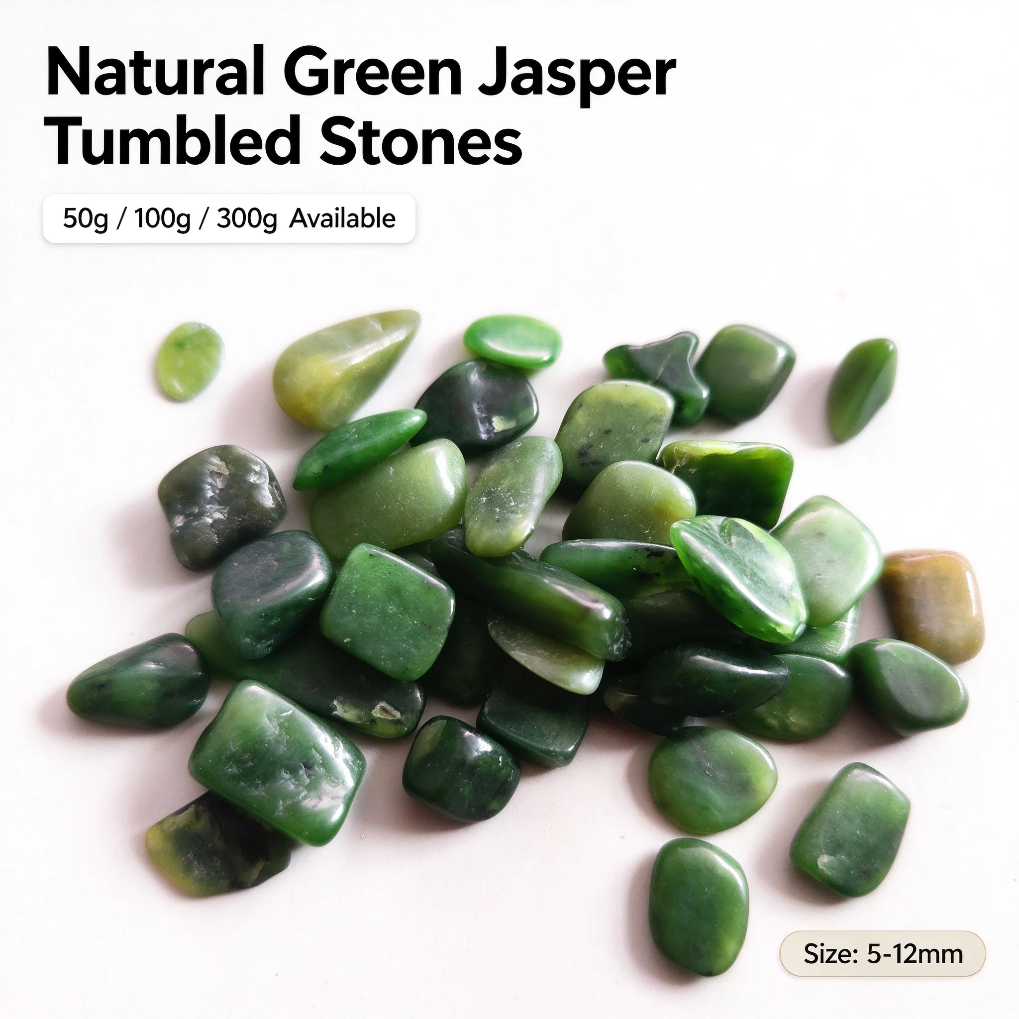 50g100g Natural Green Jasper Stone Polished Irregular Tumbled Stone Healing Crystal Gemstone for Jewelry Making Home Decor Stone