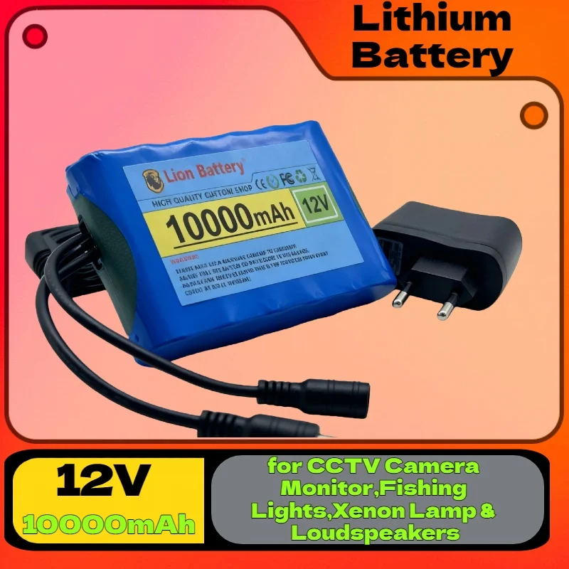 

DC 12.6V 50Ah 12V Lithium Battery Pack – 10000mAh High-Capacity for CCTV Monitor, Fishing Lights, Xenon Lamp & Loudspeakers