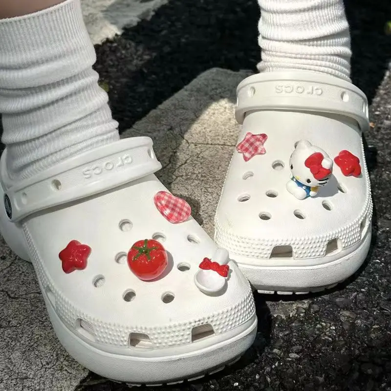 3D Stereo Kitty series Shoe Charms Set Cute Heart Star Shape Detachable Hole Garden Shoes Ornaments DIY Decor Accessories