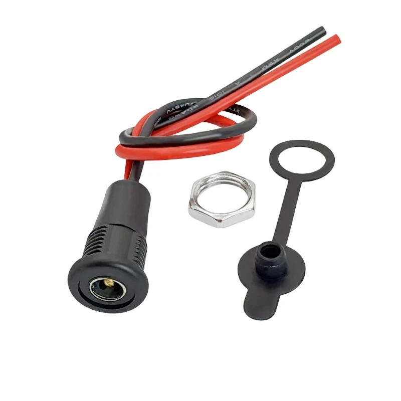  Black Panel Mount Input Port with Female Opening, Cable Pair and Retaining Nut DC5521 5525 for Service and Repair Tasks Daily
