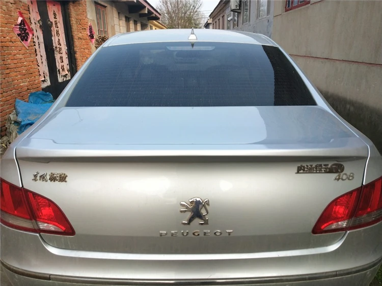 For Peugeot 408 Spoiler 2010-2013 Peugeot 408 spoiler High Quality  ABS Material Car Rear Wing Primer Color Rear Spoiler