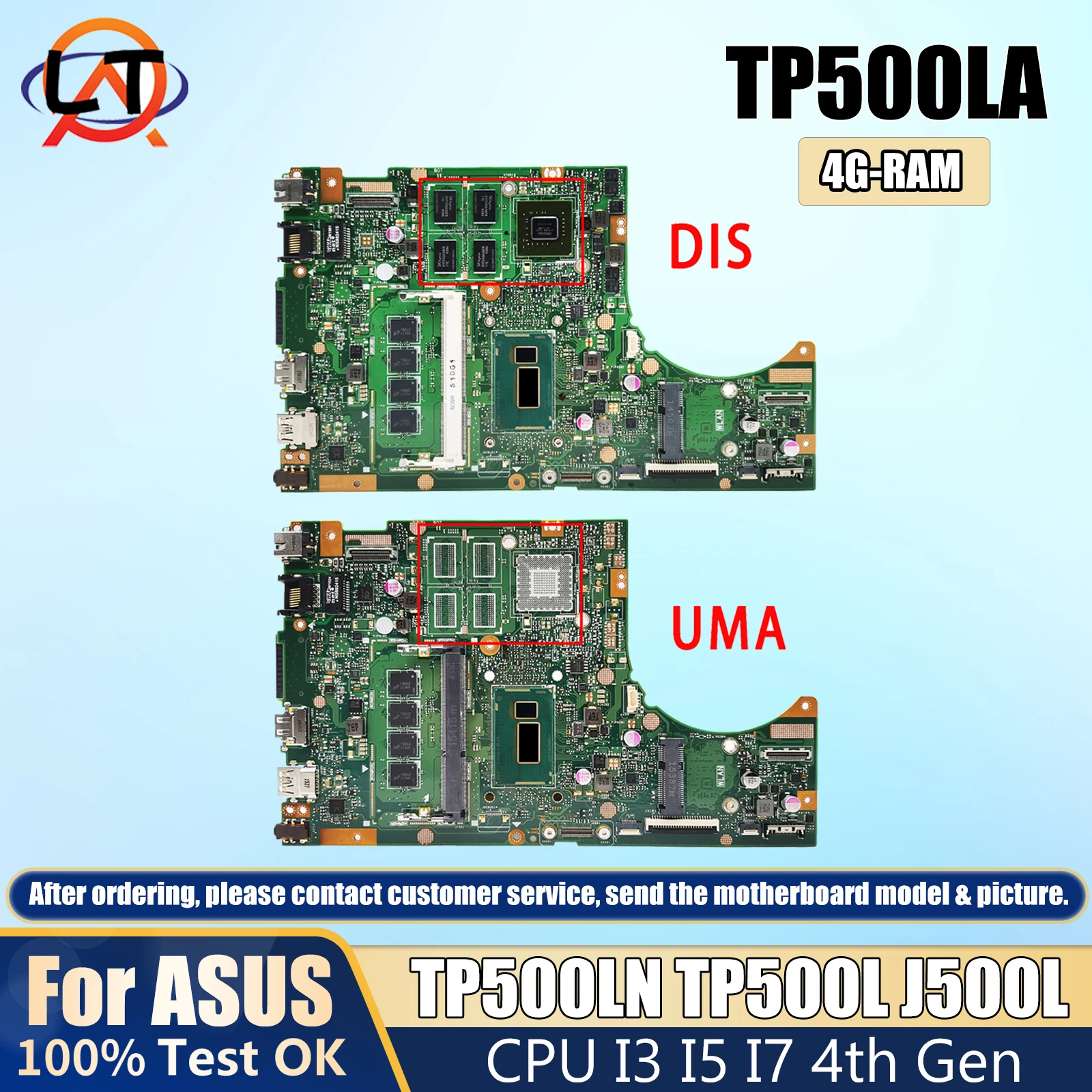 

TP500LA/TP500LN Lvds/EDP Mainboard For ASUS TP500LD TP500L TP500LB Laptop Motherboard I3 I5 I7 4th Gen CPU 4GB RAM GT840M-V2G