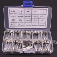 100/72 pièces fusibles en verre à soufflage rapide pour voiture fusibles en Tube de verre de voiture 0.2-20A 0.5-30A Kit assorti pour aspirateur de gonfleur de lumière de voiture 1