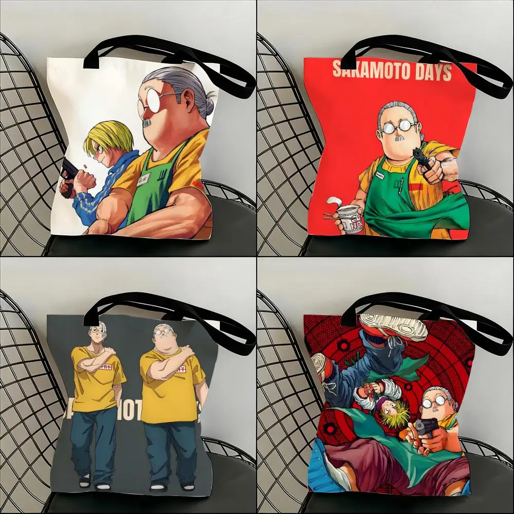 

Anime S-Sakamoto Days Storage Bags Lightweight Canvas Shoulder Shopper Fashionable Eco Multi Use Tote with Large Capacity
