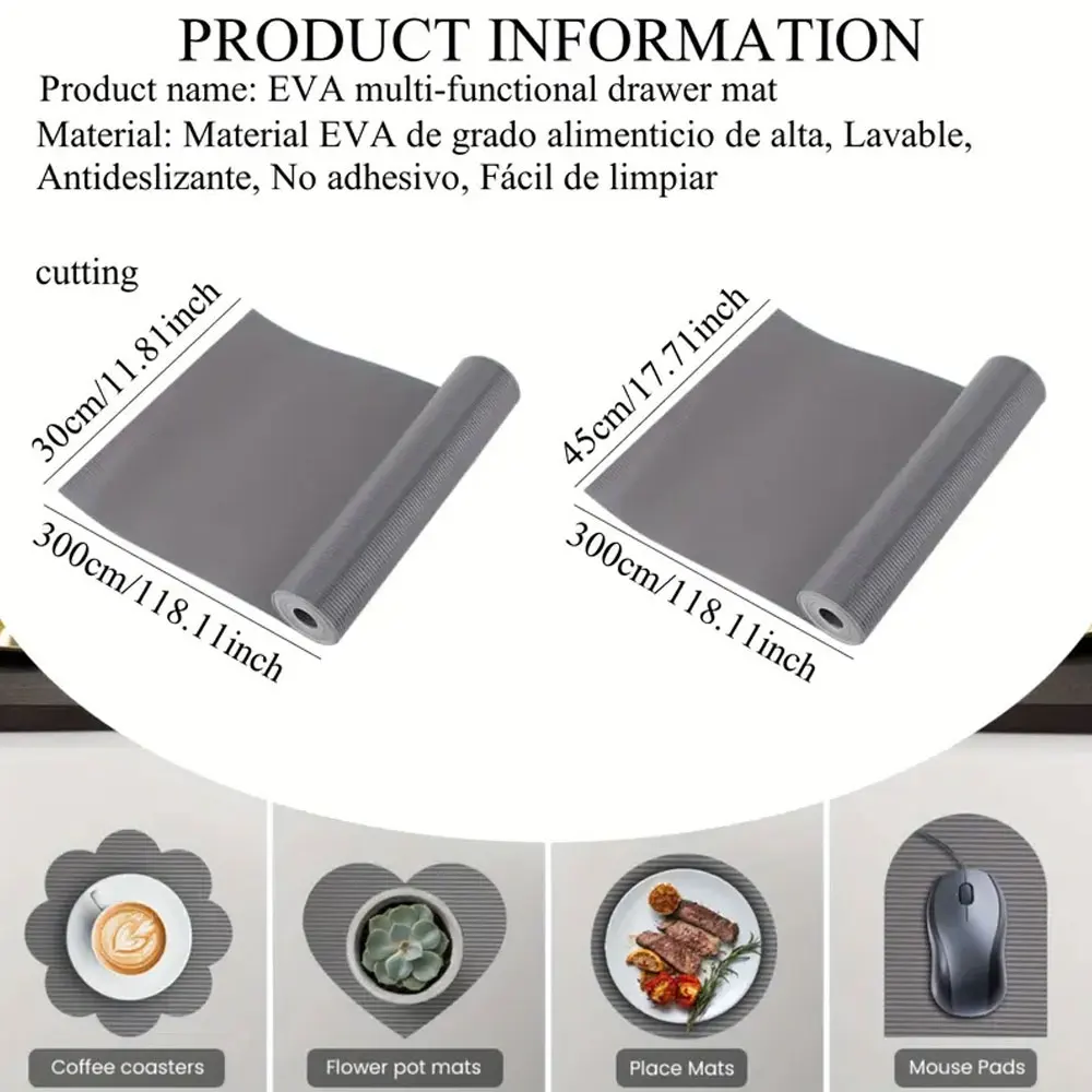 Long Lasting Thick EVA Drawer Liner Non Adhesive No Damage Cabinet Surface Anti Slip Washable Modern Print Protector
