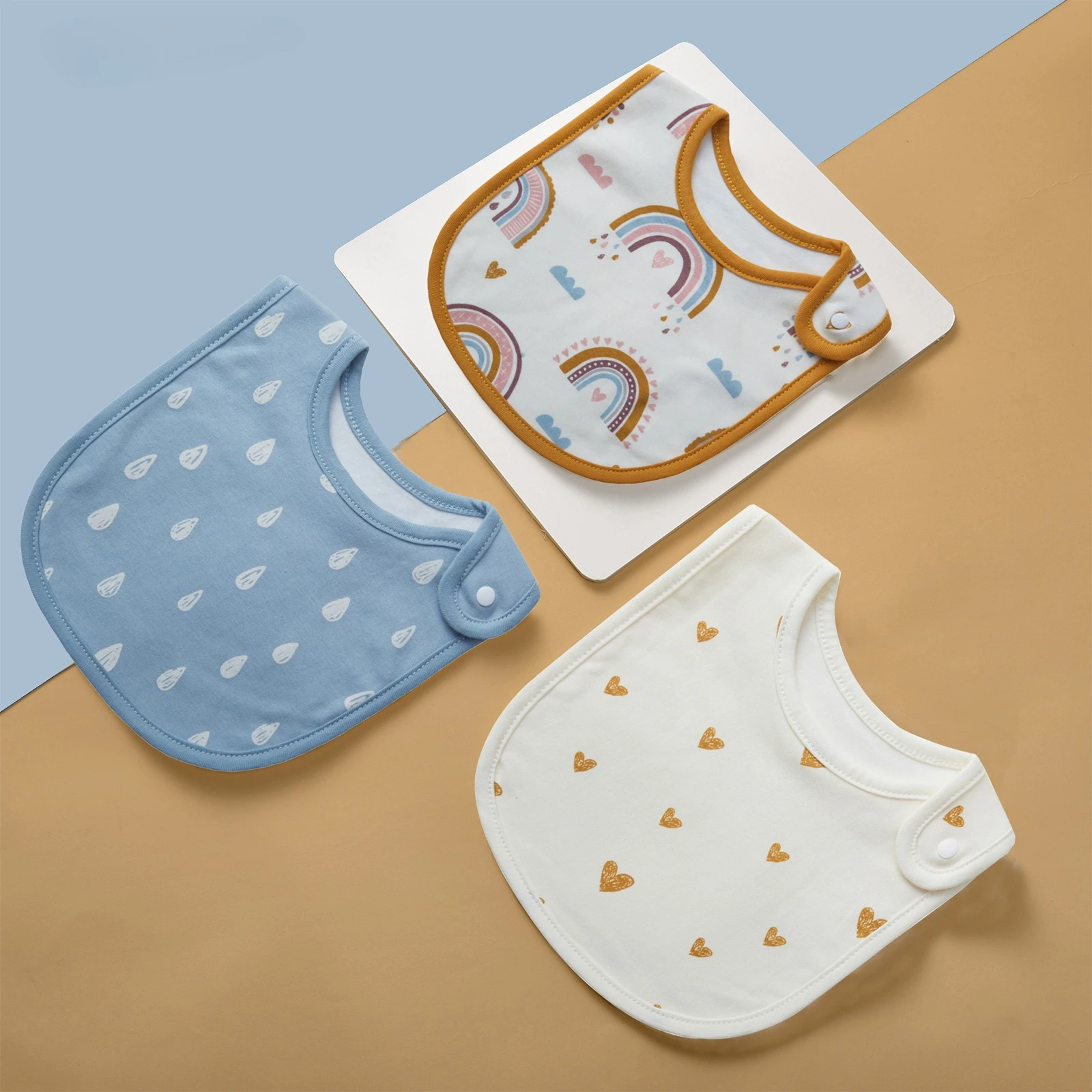 

3pcs Cotton Baby Bibs Cartoon Burp Cloths Newborn Feeding Bibs Snaps Soft Saliva Towels Newborn Baby Stuff Kids Accessories