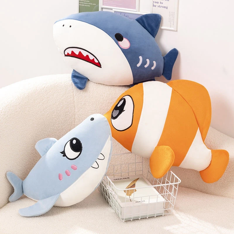 

40-50 Cm Cute Shark Plush Toy Whale Clownfish Soft Pillow Sleeping Comfort Fish Doll Children Christmas Gift
