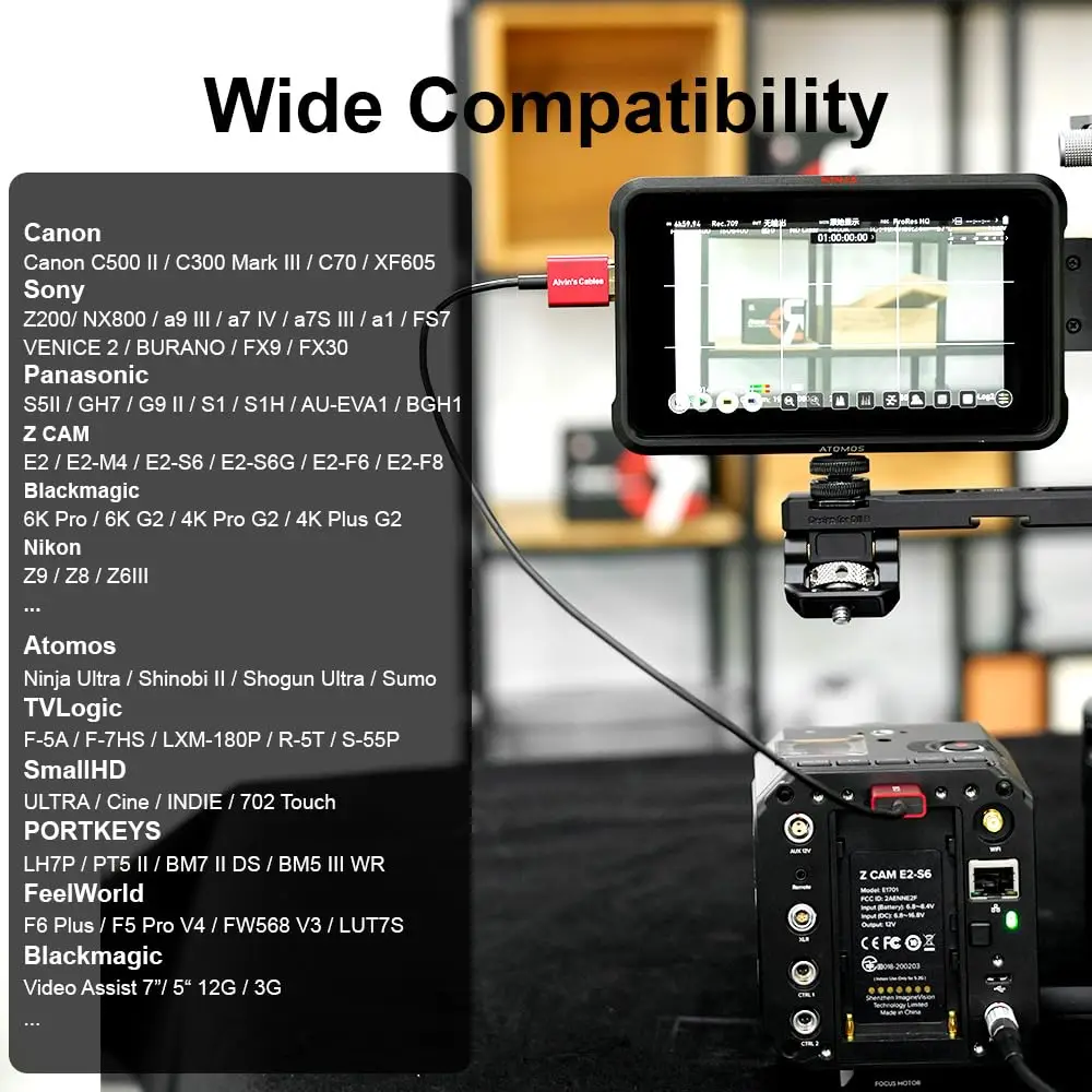 Alvin's 8K HDMI 2.1 Cable 48Gbps 18in 45cm for Atomos Sony Canon