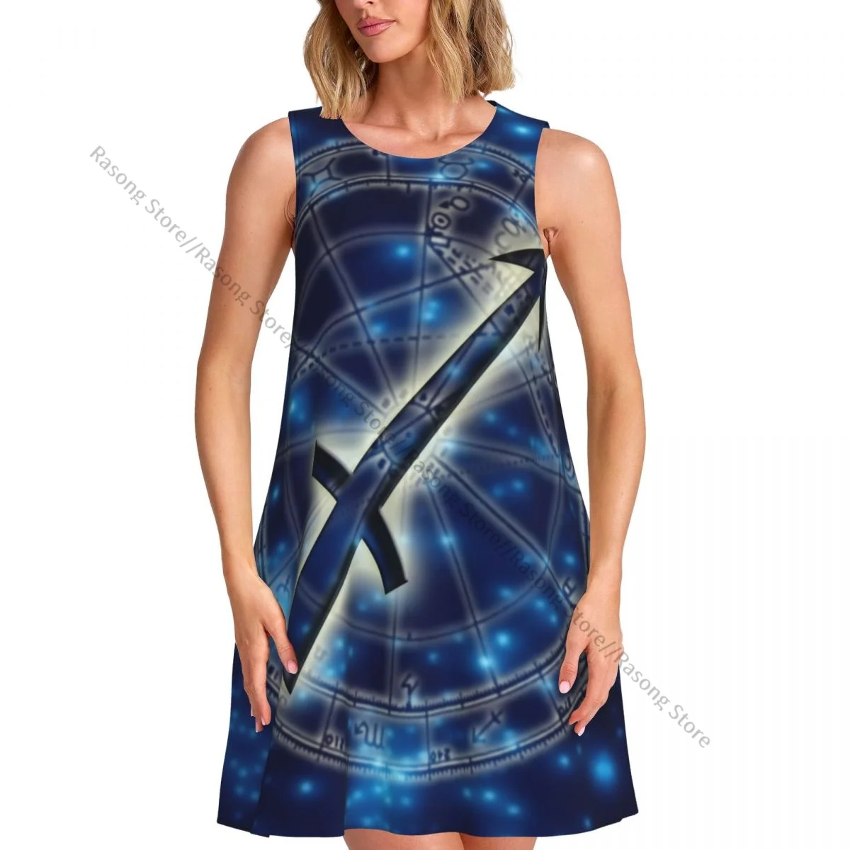 ชุดสตรีฤดูร้อนชุดลําลองเสื้อยืดชายหาดปกคลุมราศีธนูโหราศาสตร์ชุดถัง