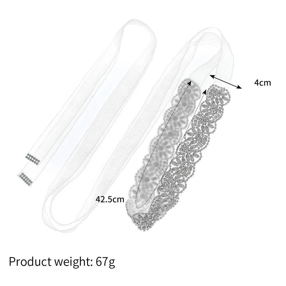 ラインストーンブライダルベルトウェディングドレスアクセサリーシルバーカラークリスタル花嫁ベルトサッシュリボンパーティーブライドメイドギフト