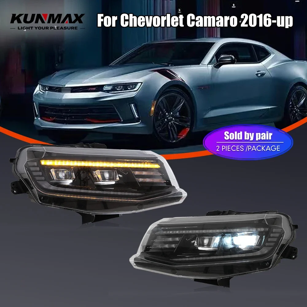 

Pair Of LED Car Headlight Assembly For Chevorlet Camaro 2016-2022 Front Head Lamp DRL Turning Signal Headlights Plug and Play