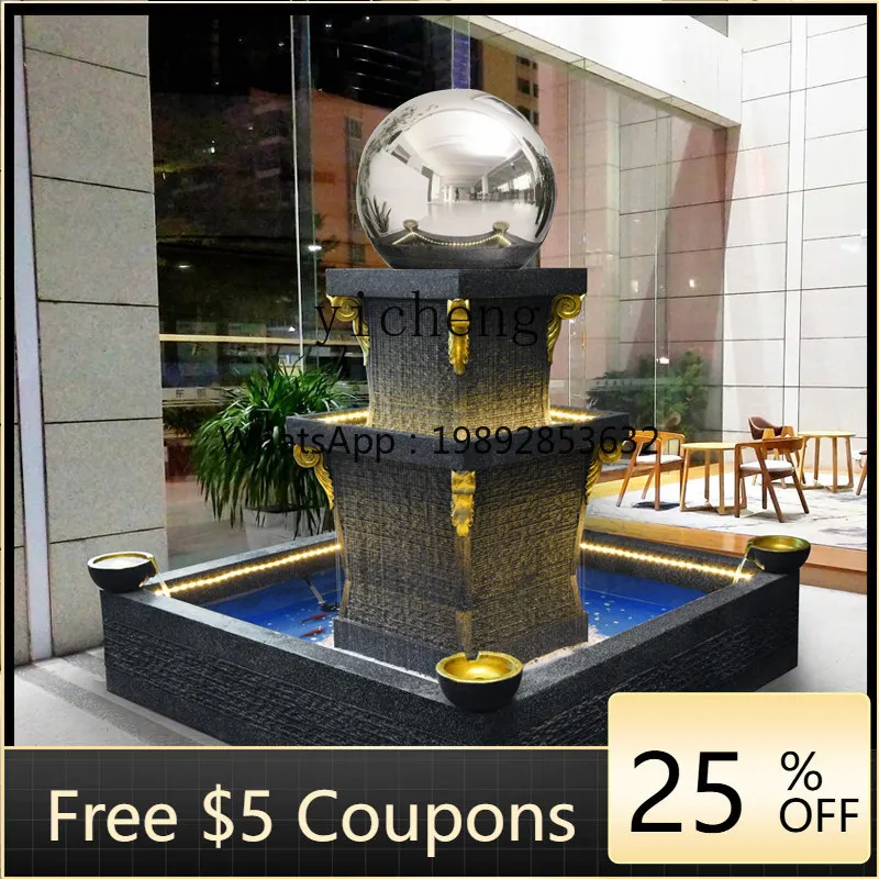 

large round ball rotating water ornament European home courtyard fish pond landscape decoration entrance transfer fountain