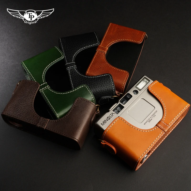 

Genuine Leather Handmade Camera Half Case Camera Bag Design for Minolta TC1